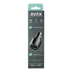 AVAX CC680B CARLY+ 140W USB A+Type C fekete autós töltő