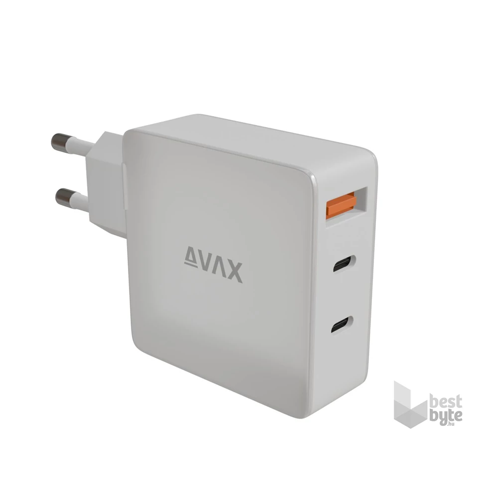 AVAX CH921W PRIME 140W GaN 2x Type C (PD 3.1) + USB A 30W fehér hálózati gyorstöltő