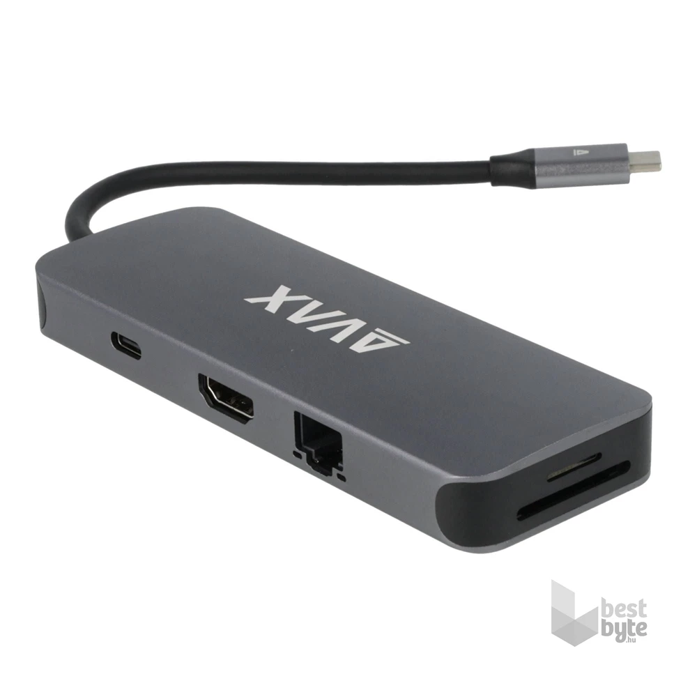 AVAX HB612 CONNECT+ 8in1 Multi 2xUSB 3.0, TypeC, HDMI(4K/60Hz), RJ45, TF/SD, PD 100W HUB