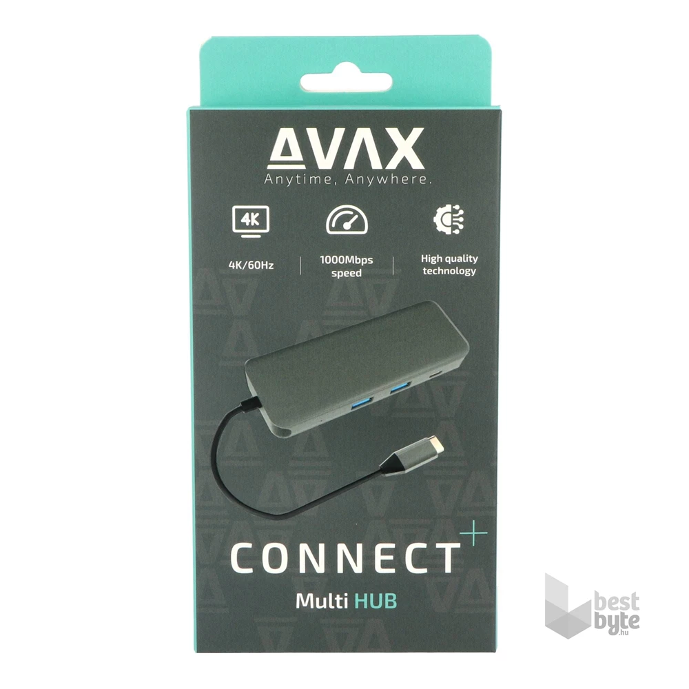 AVAX HB612 CONNECT+ 8in1 Multi 2xUSB 3.0, TypeC, HDMI(4K/60Hz), RJ45, TF/SD, PD 100W HUB