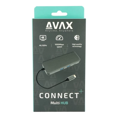 AVAX HB612 CONNECT+ 8in1 Multi 2xUSB 3.0, TypeC, HDMI(4K/60Hz), RJ45, TF/SD, PD 100W HUB