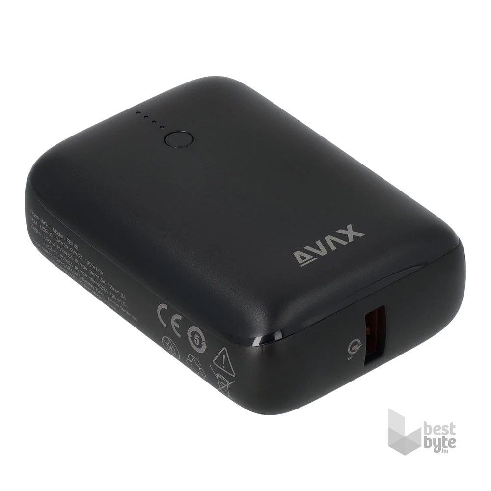 AVAX PB105B MINI 10000mAh Type C/PD 20W+QC 22.5W gyorstöltő fekete power bank
