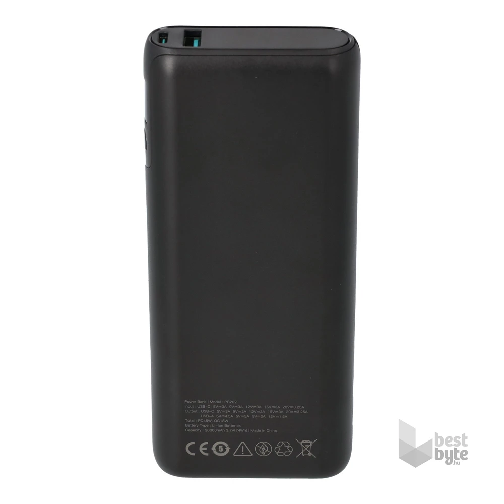 AVAX PB202B VITALITY 20000mAh Type C/PD 65W+QC18W gyorstöltő fekete power bank