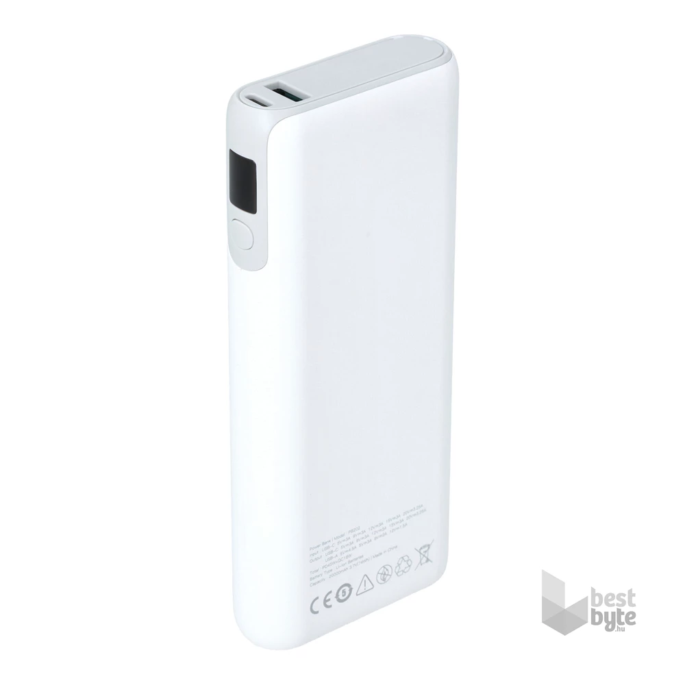AVAX PB202W VITALITY 20000mAh Type C/PD 65W+QC18W gyorstöltő fehér power bank