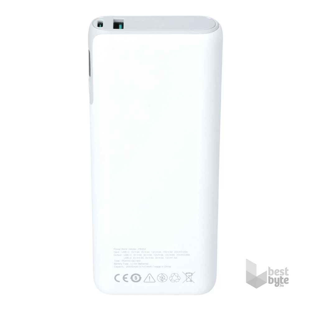 AVAX PB202W VITALITY 20000mAh Type C/PD 65W+QC18W gyorstöltő fehér power bank