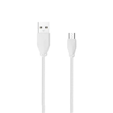 AWEI CL982 1m/erős szövött borítással/vékony műanyag fejjel/USB-Micro/fehér USB kábel