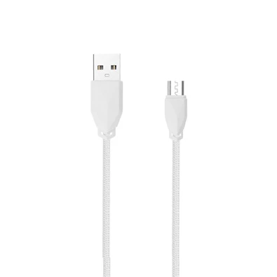 AWEI CL982 1m/erős szövött borítással/vékony műanyag fejjel/USB-Micro/fehér USB kábel