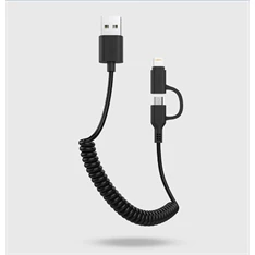 AWEI CL-53 1m/2 az 1-ben USB - micro USB/fekete Lightning kábel