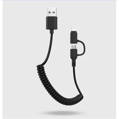 AWEI CL-53 1m/2 az 1-ben USB - micro USB/fekete Lightning kábel