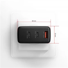 AXAGON ACU-DPQ100 3x port (USB + dual USB-C), PD3.0/QC4+/PPS/Apple 100W fekete GaN töltő