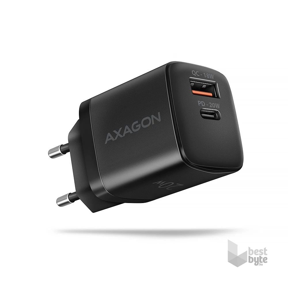 AXAGON ACU-PQ20 QC3.0/AFC/FCP + PD type-C 20W fekete töltő