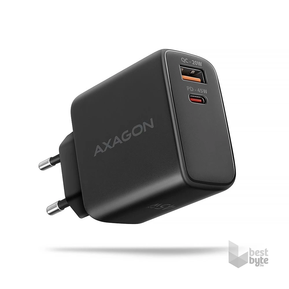 AXAGON ACU-PQ45 QC3.0,4.0/AFC/FCP/PPS/Apple + PD type-C 45W fekete töltő