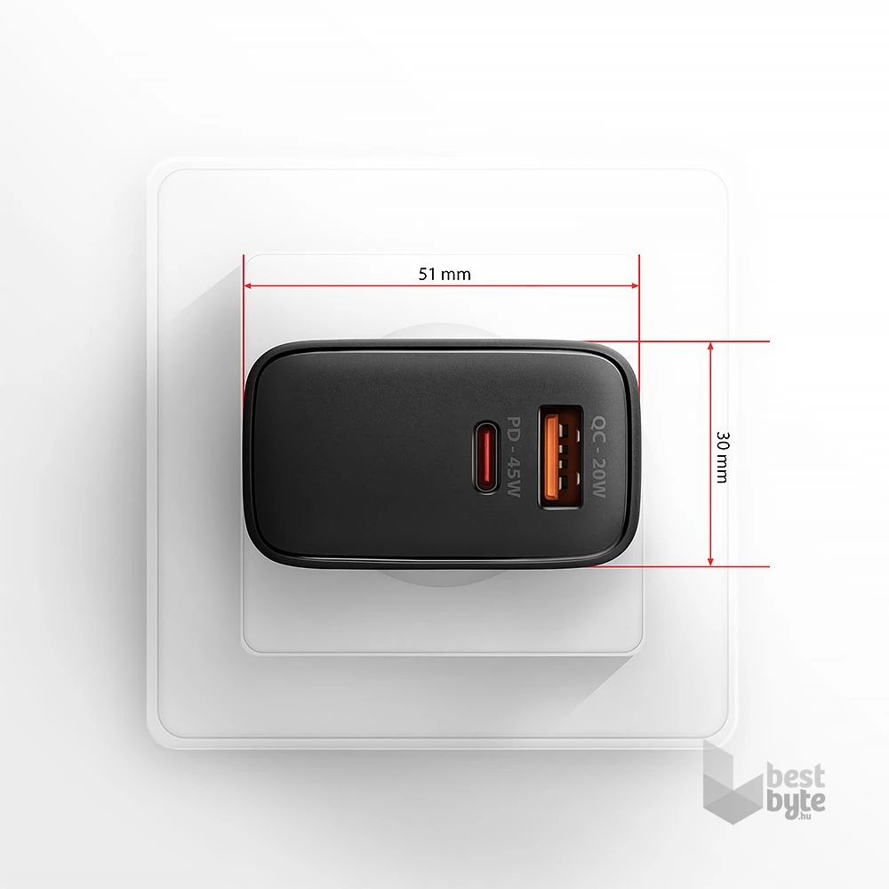 AXAGON ACU-PQ45 QC3.0,4.0/AFC/FCP/PPS/Apple + PD type-C 45W fekete töltő
