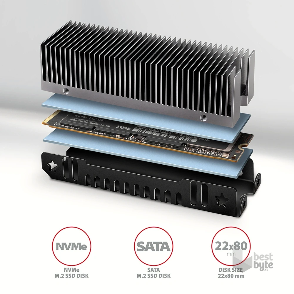 AXAGON CLR-M2XT hűtőborda M.2 SSD-hez