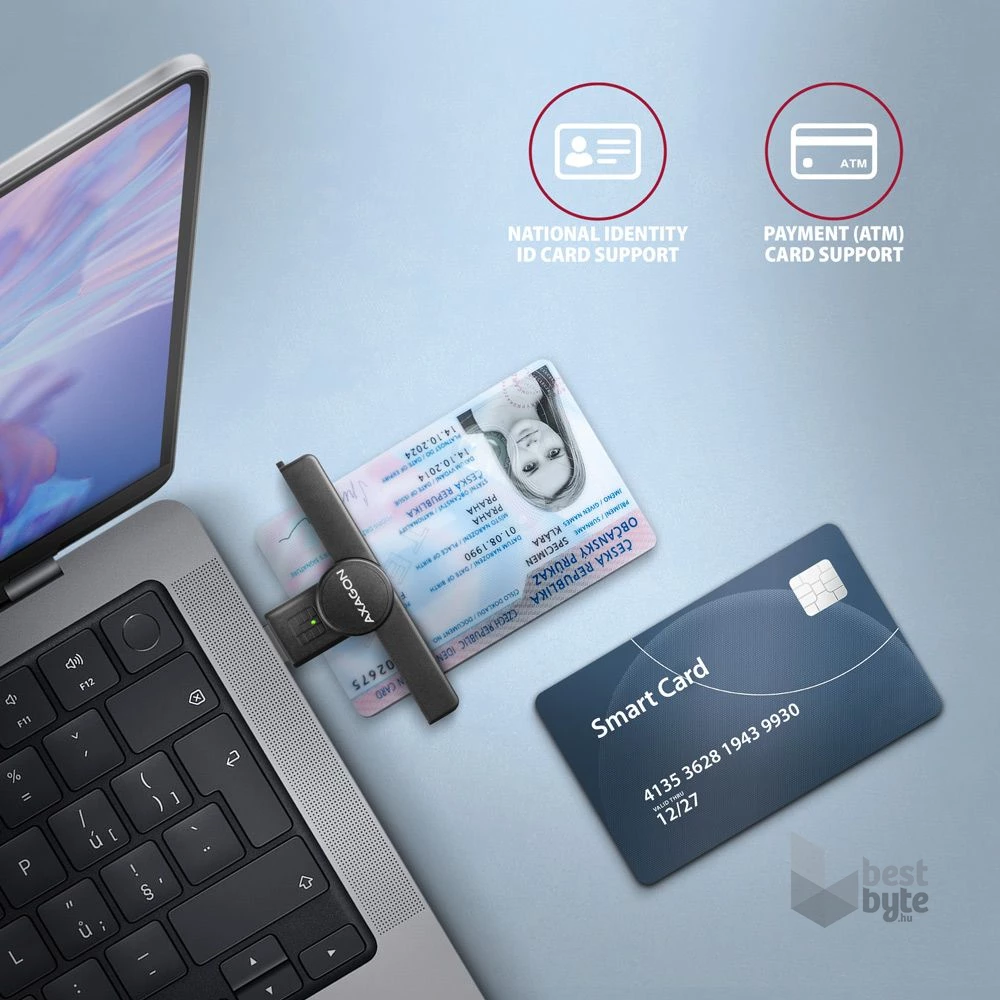 Axagon CRE-SMPA USB Smart card PocketReader okos kártyaolvasó