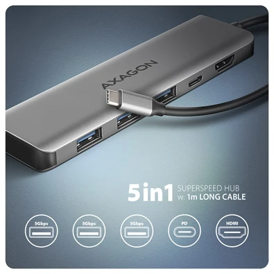 AXAGON HMC-5H USB-C 3.2 Gen 1 3x USB-A 4K HDMI PD 100W hub
