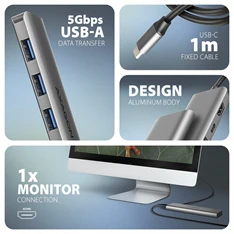 AXAGON HMC-5H USB-C 3.2 Gen 1 3x USB-A 4K HDMI PD 100W hub