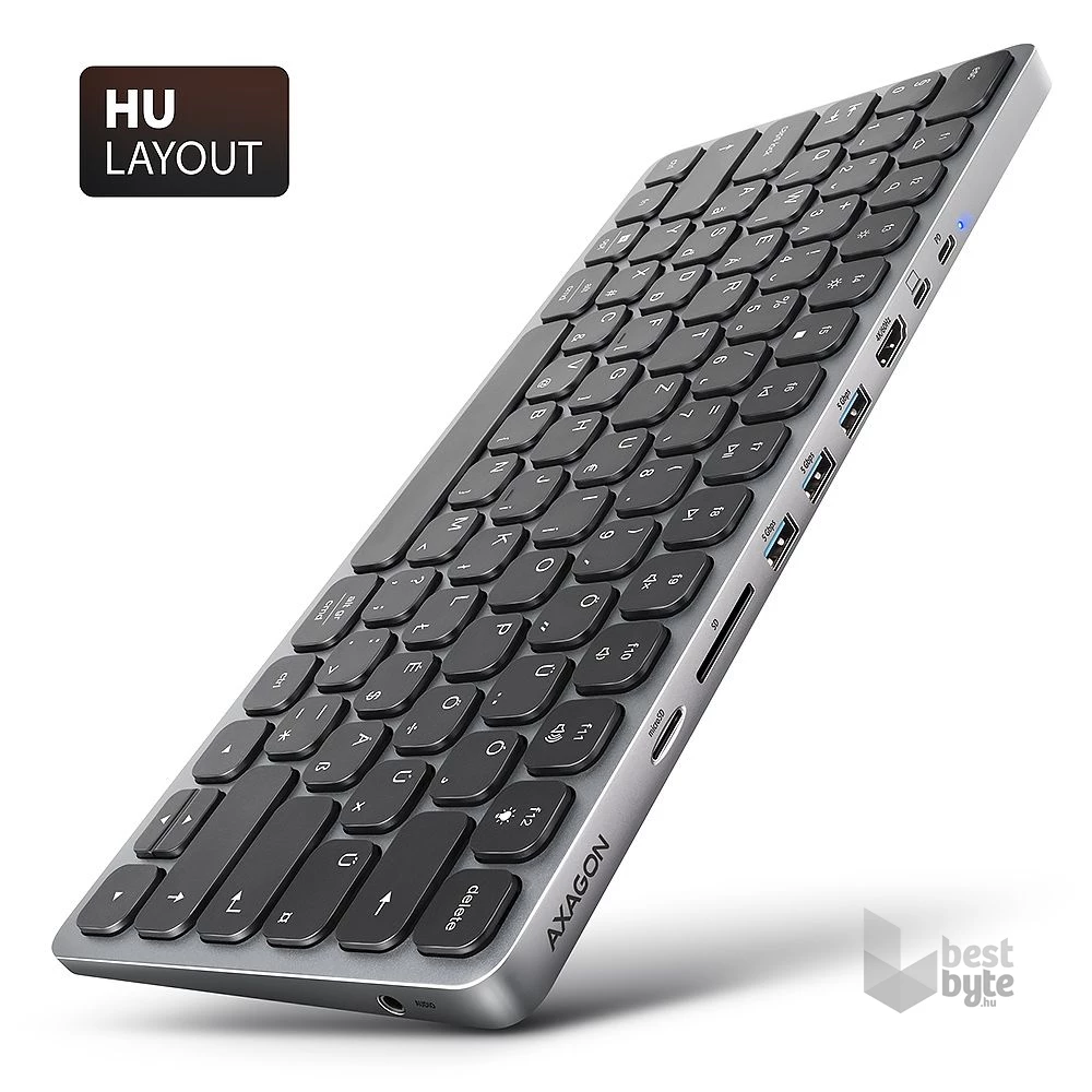 AXAGON HMC-KB-HU Magyar billentyűzet és 9 az 1-ben hub
