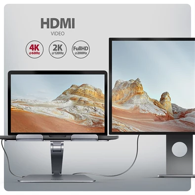AXAGON HMC-STND ALU laptop állvány dokkoló állomással