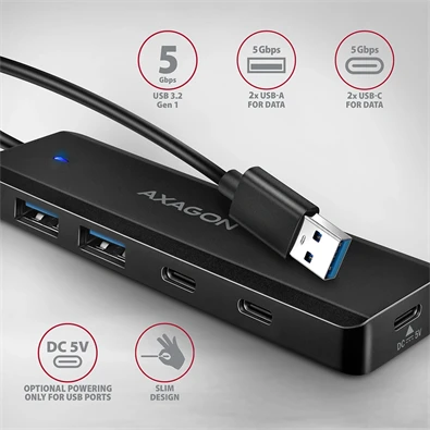 AXAGON HUE-C2A USB-A 5Gbps utazó hub