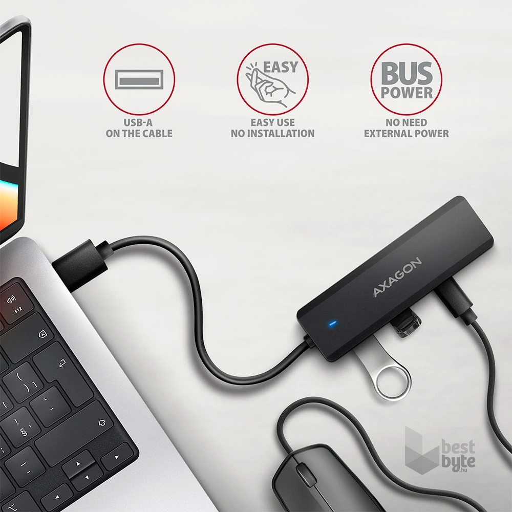 AXAGON HUE-C2A USB-A 5Gbps utazó hub