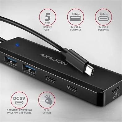 AXAGON HUE-C2C USB-C 5Gbps utazó hub