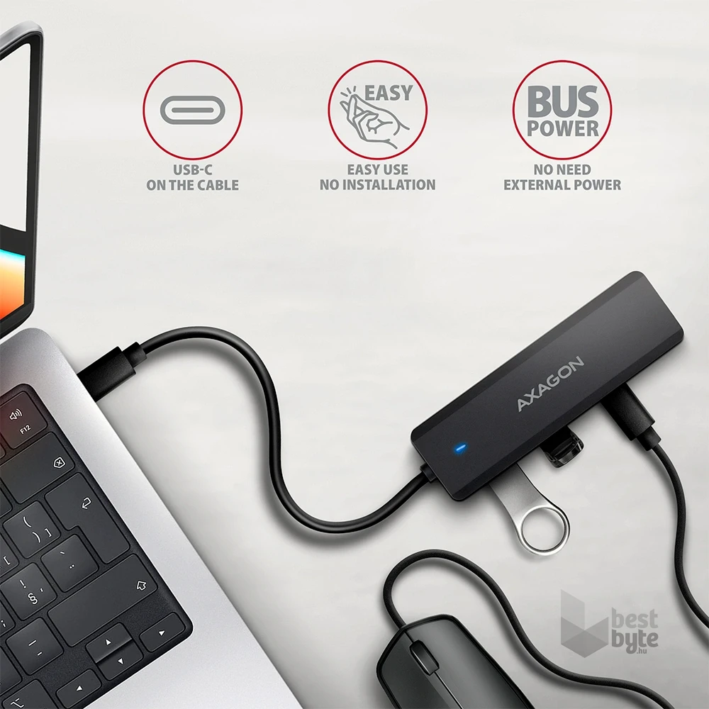 AXAGON HUE-C2C USB-C 5Gbps utazó hub