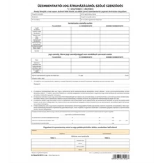 A.REND.4/2012 A4 4lapos "Üzembentartói jog átruházásáról szóló szerződés" nyomtatvány