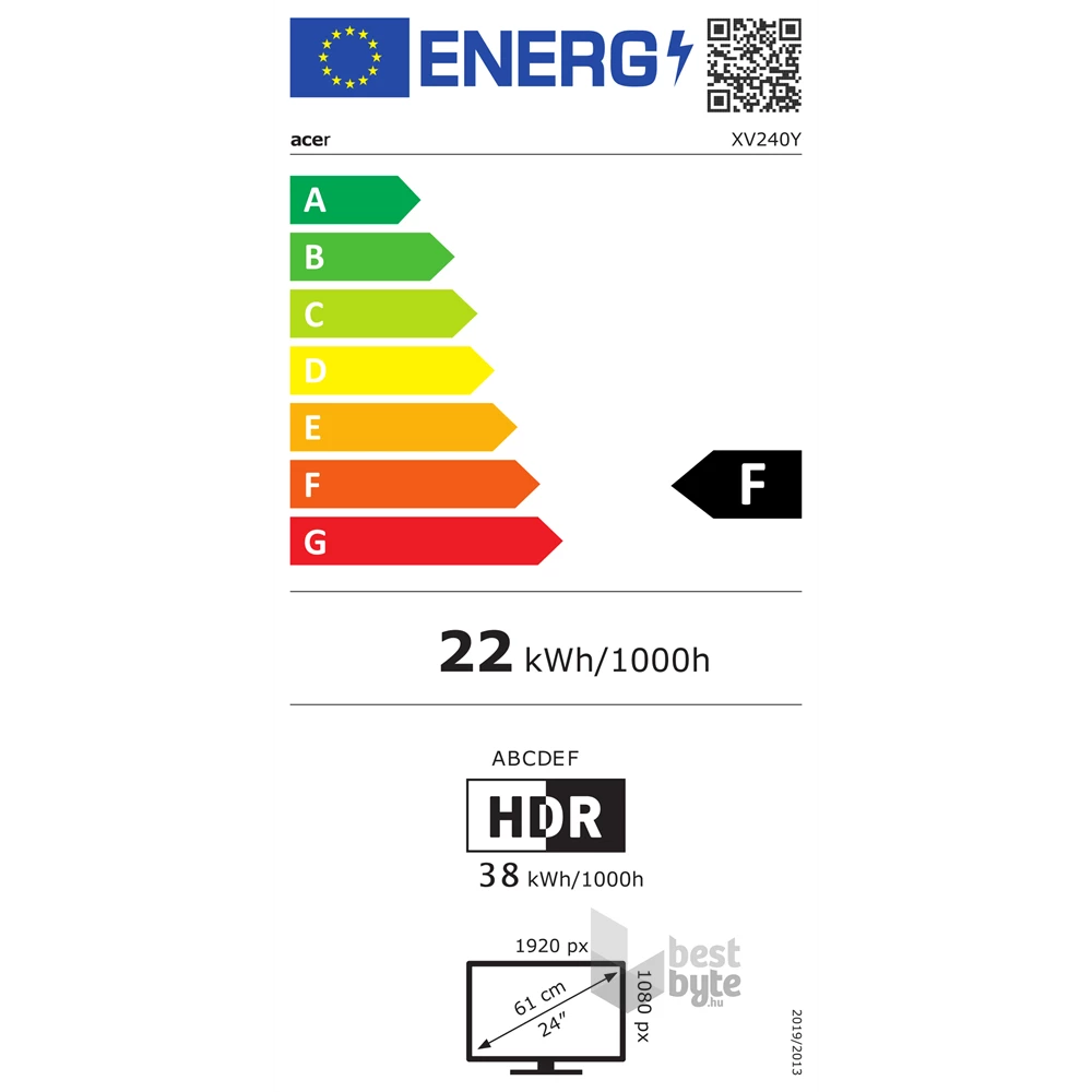 Acer 23,8" Nitro XV240YPbmiiprx FHD IPS 165Hz DP/HDMI fekete multimédiás gamer monitor