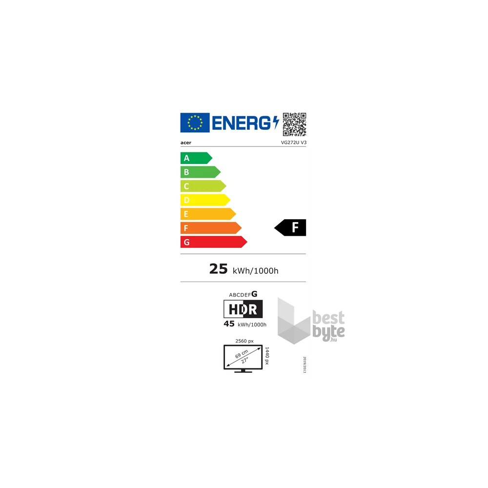 Acer 27" Nitro VG272UV3bmiipx  ZeroFrame QHD IPS 180Hz HDMI/DP monitor