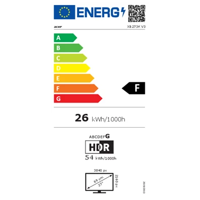 Acer 27" Predator XB273KV3bmiiprx ZeroFrame UHD IPS 160Hz HDMI/DP monitor