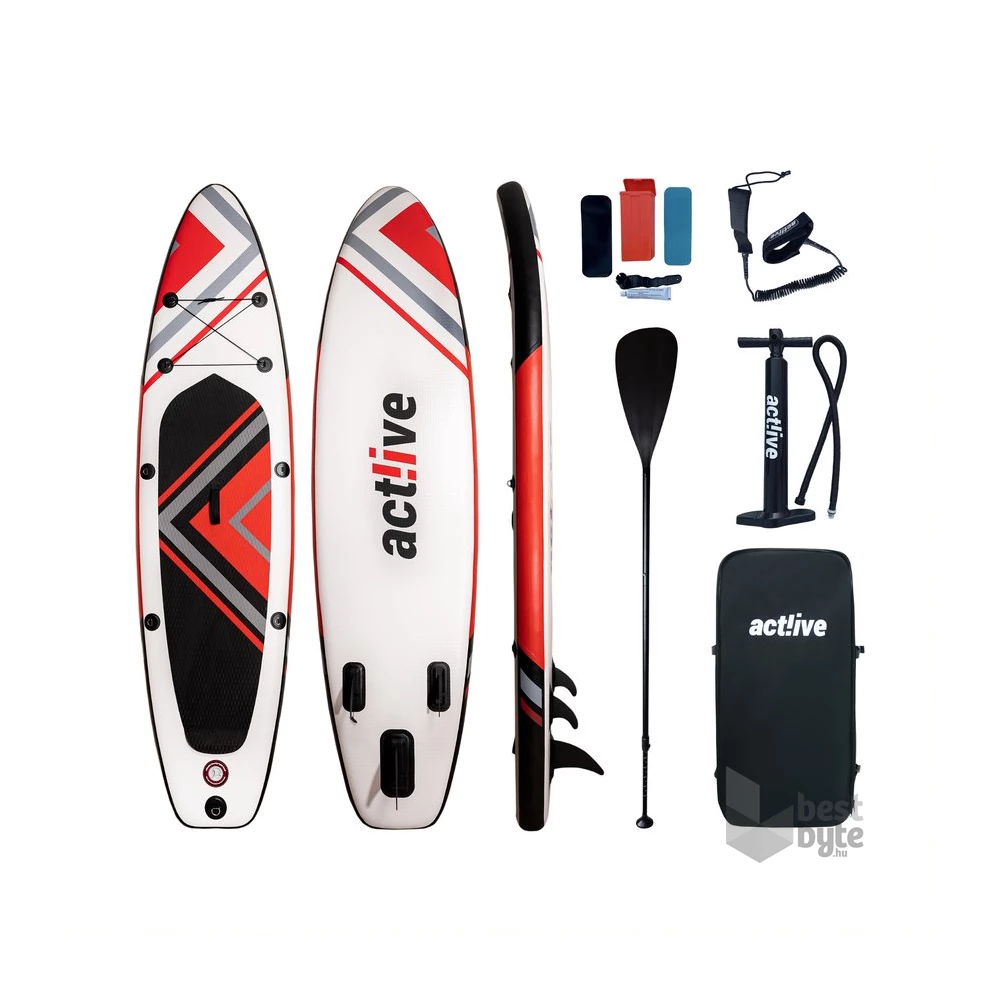Act!ive SB-005-R Cannon Beach piros-fehér SUP deszka 305cm, tartozékokkal
