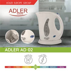 Adler AD02 0,6L-es fehér mini vízforraló
