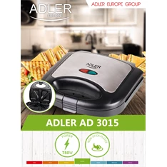 Adler AD3015 inox-fekete szendvicssütő