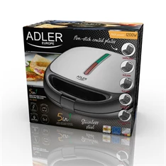 Adler AD3040 5in1 inox-fekete gorfi - grill/panini -sütemény - szendvicssütő
