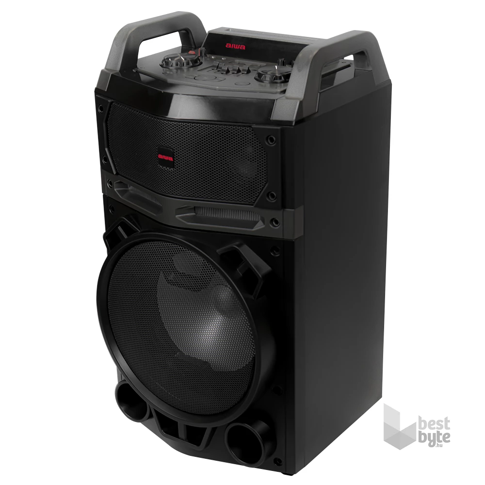 Aiwa KBTUS-700 vezetékes mikrofonnal Bluetooth hordozható fekete party hangszóró (Újracsomagolt)