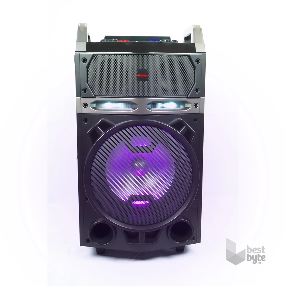 Aiwa KBTUS-700 vezetékes mikrofonnal Bluetooth hordozható fekete party hangszóró (Újracsomagolt)