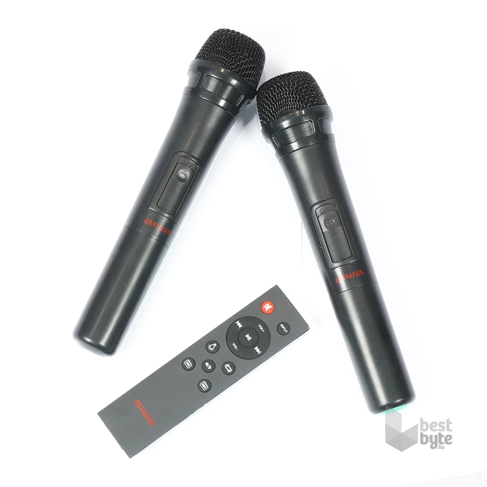 Aiwa KBTUS-700 vezetékes mikrofonnal Bluetooth hordozható fekete party hangszóró (Újracsomagolt)