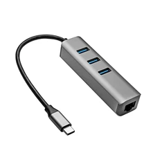 Akyga AK-AD-66 USB-C - USB 3.0 3-port + Ethernet USB hub