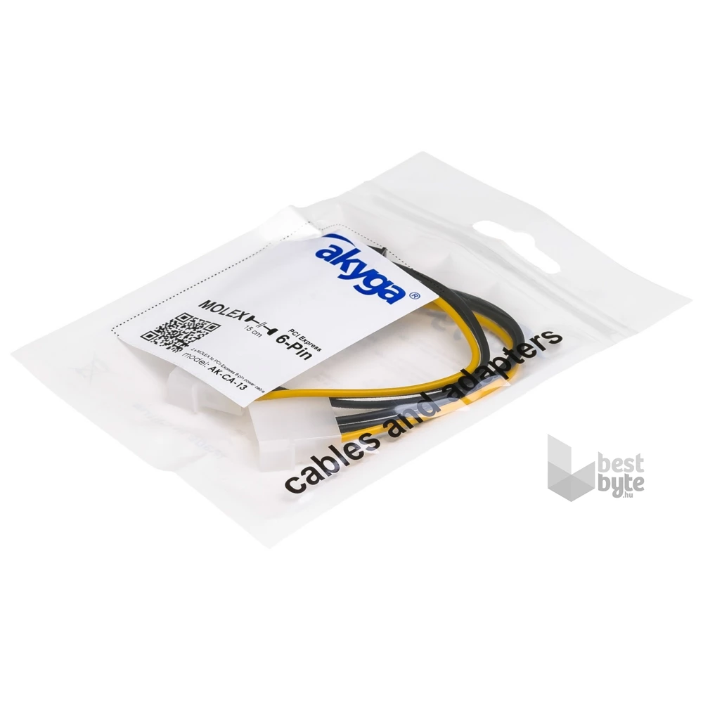Akyga AK-CA-13 15cm 2x MOLEX anya - 6-tűs PCI Express apa kábel