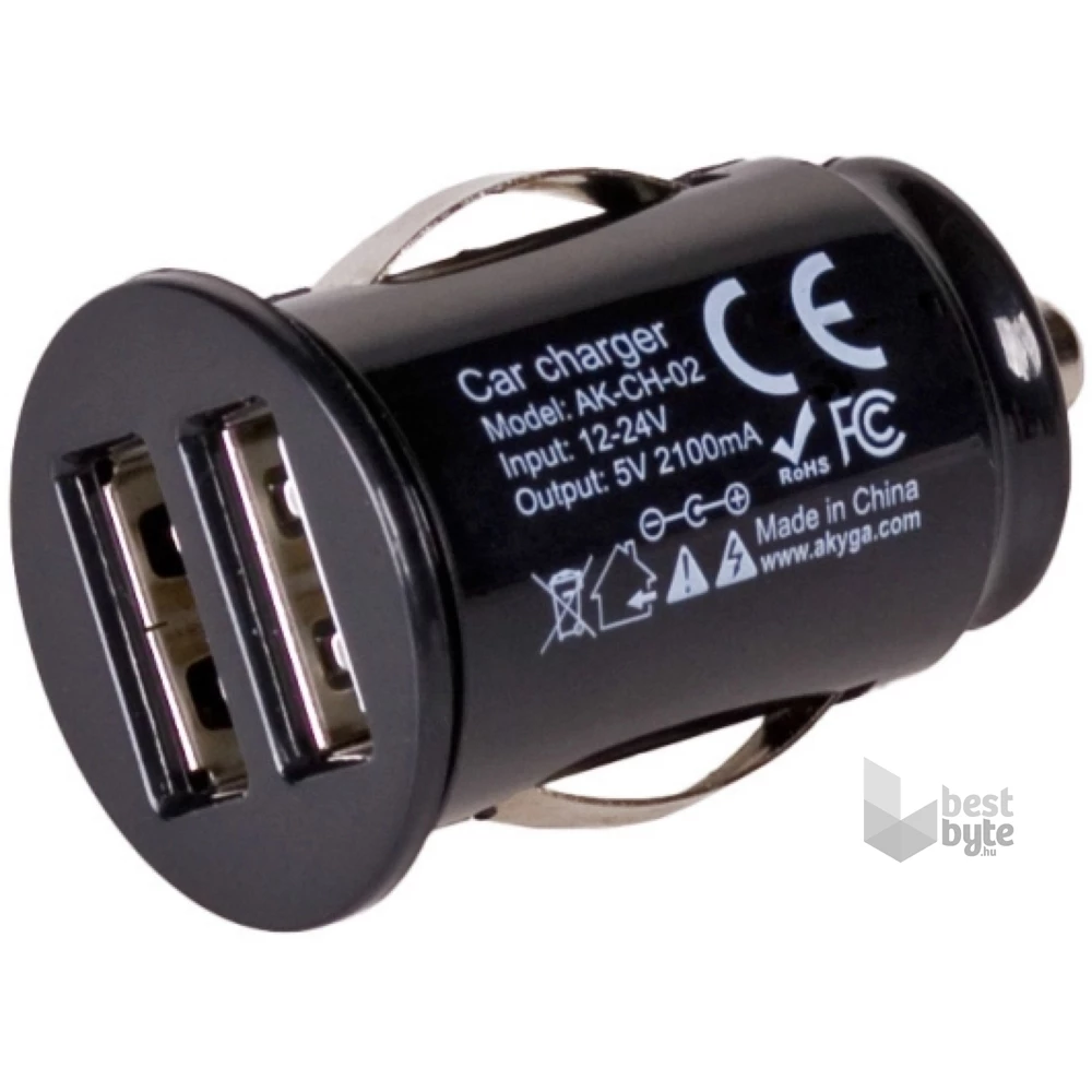 Akyga AK-CH-02 2xUSB 5V/2,1A/10,5W autós töltő