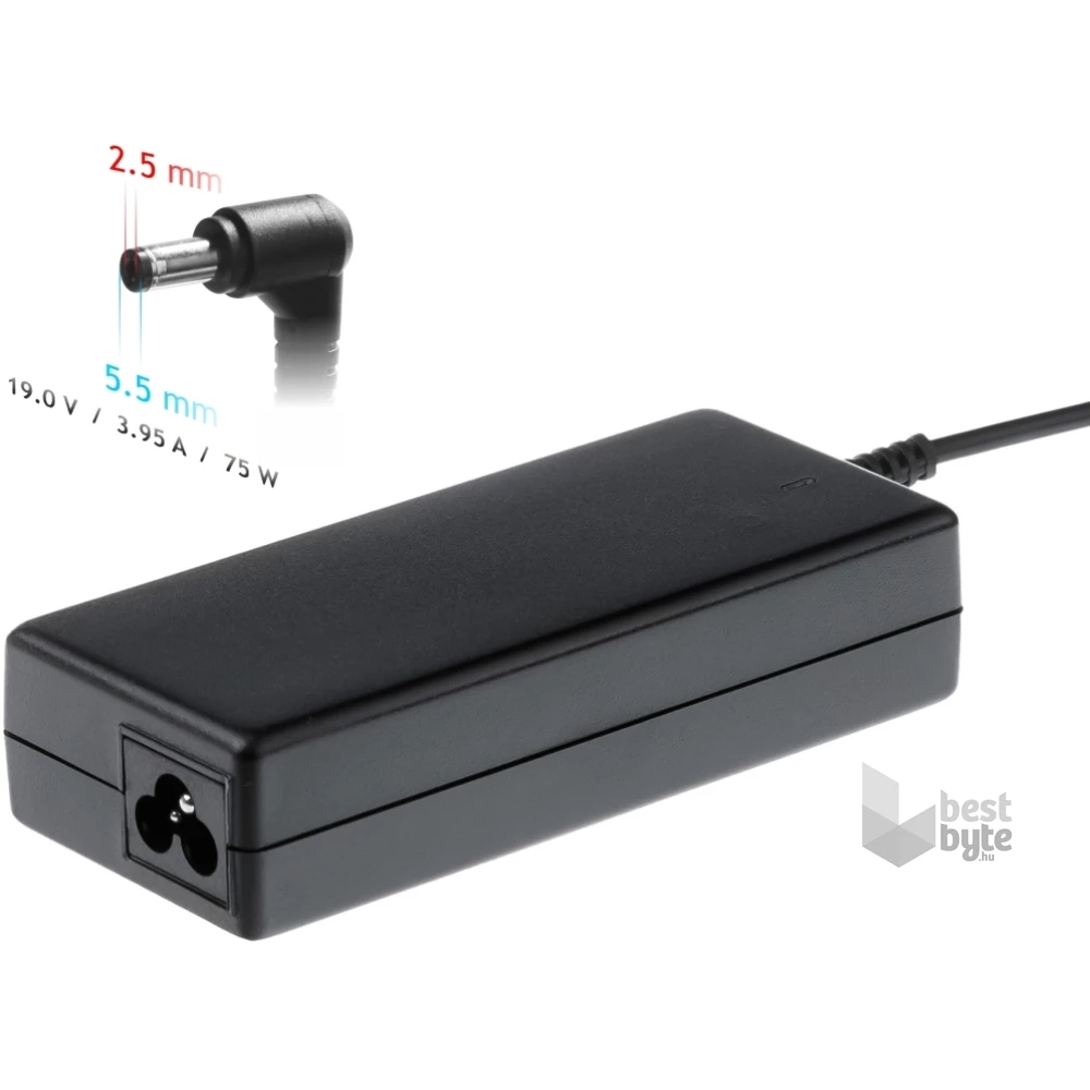 Akyga AK-ND-02 19V/3,95A/75W 5,5x2,5mm Asus / Toshiba / HP / Compaq / Lenovo notebook hálózati töltő