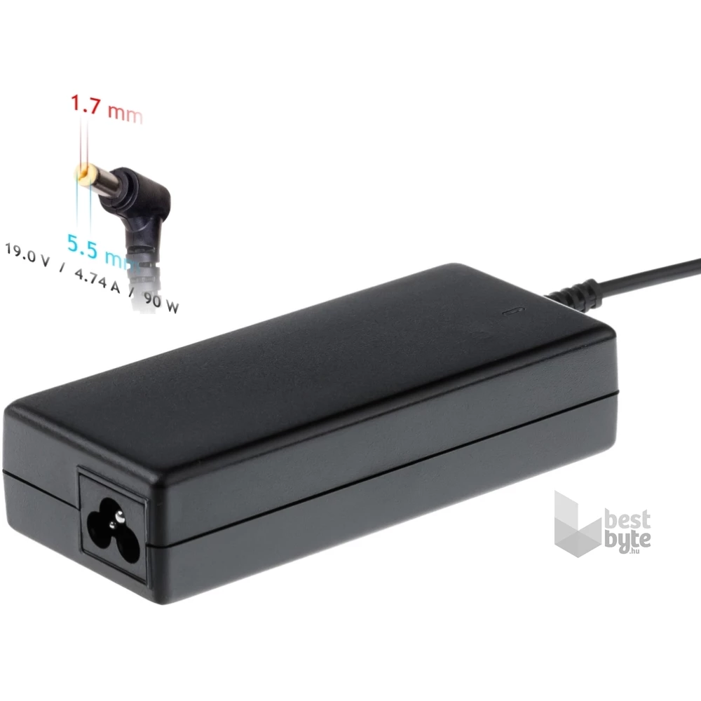 Akyga 19V/4,74A/90W 5,5x1,7mm Acer notebook hálózati töltő