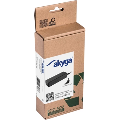 Akyga AK-ND-25 19,5V/3,33A/65W 4,5x3mm HP / Compaq notebook hálózati töltő