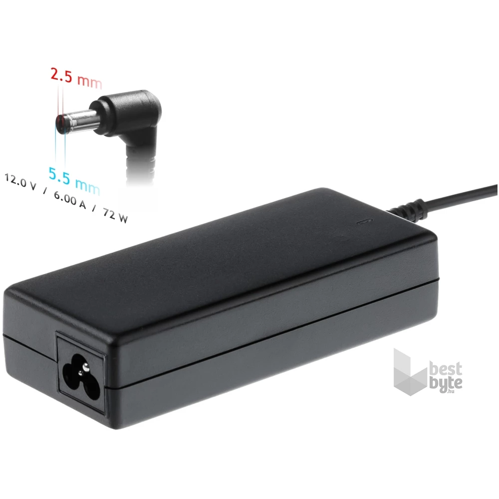 Akyga 12V/6A/72W 5,5x2,5mm Mini PC notebook hálózati töltő