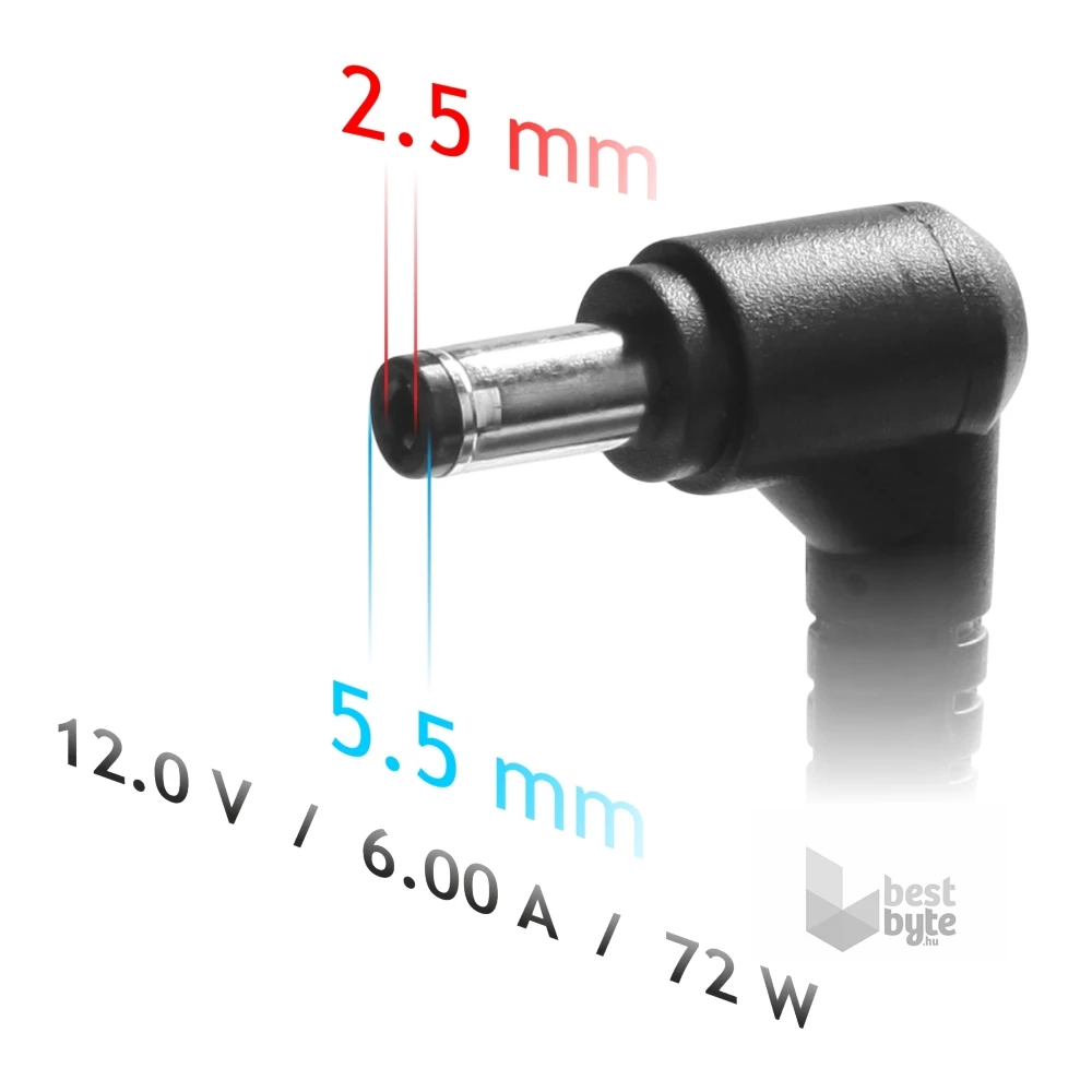 Akyga 12V/6A/72W 5,5x2,5mm Mini PC notebook hálózati töltő