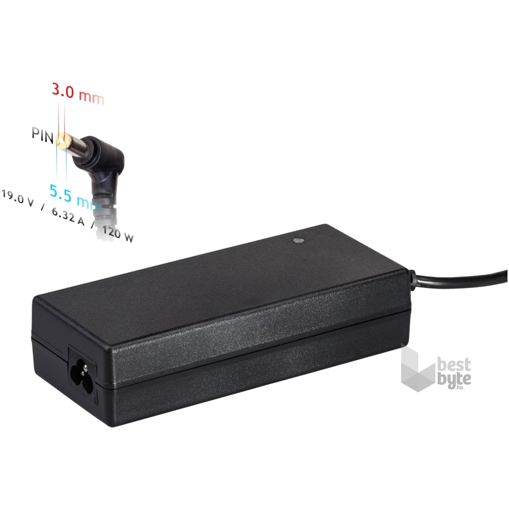 Akyga AK-ND-56 19V/6,32A/120W 5,5x3mm + pin Samsung notebook hálózati töltő