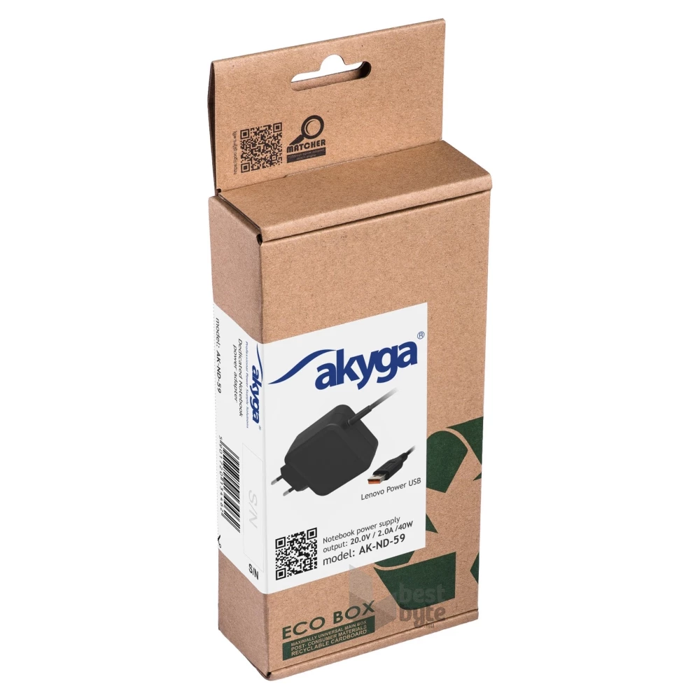 Akyga AK-ND-59 20V/2A/40W Lenovo Power USB Lenovo notebook hálózati töltő