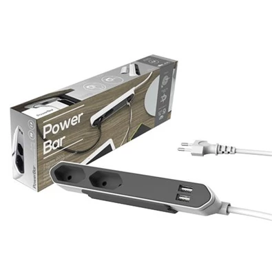 Allocacoc PowerBar USB EU kompakt 1,5m 2-es fekete/fehér USB-s elosztó
