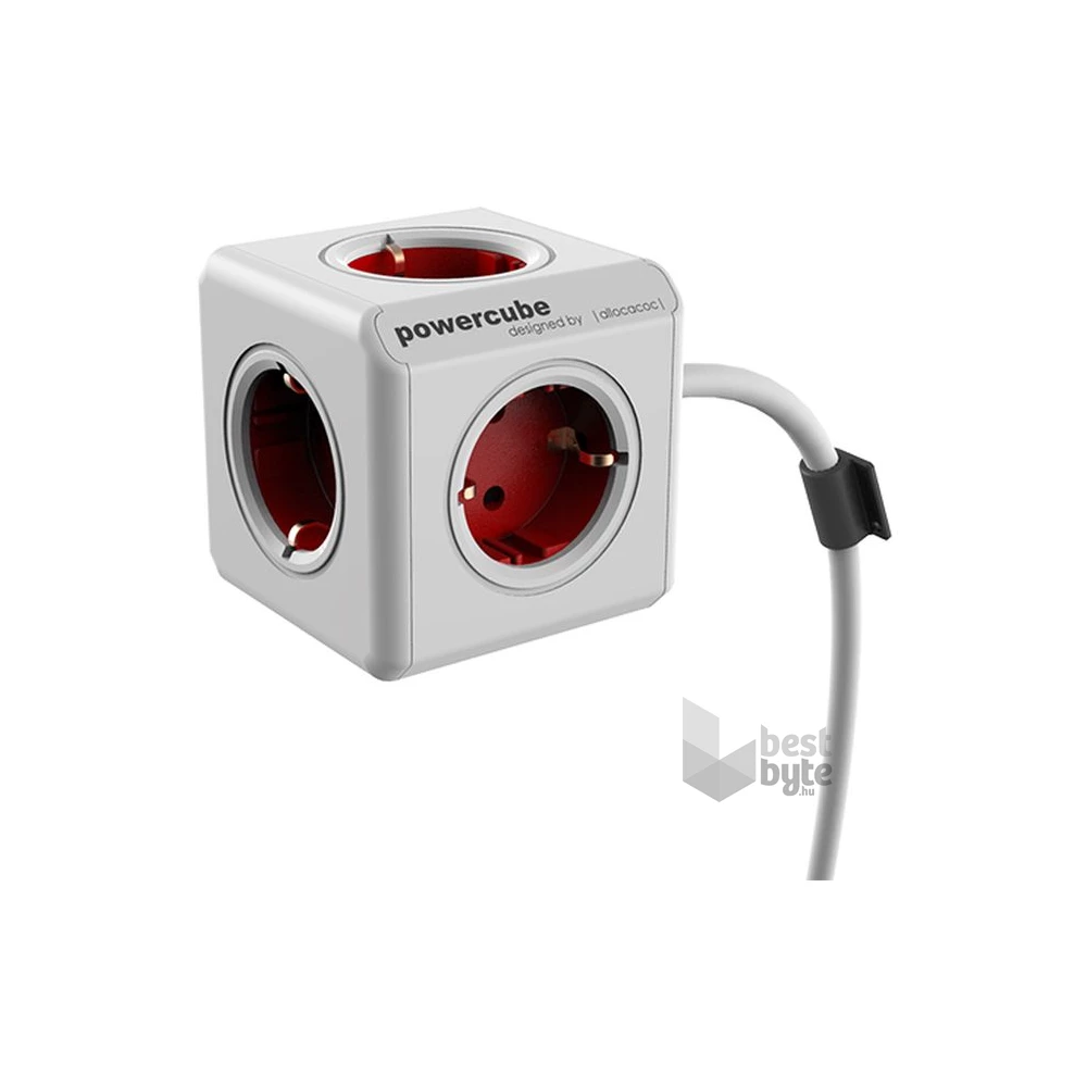 Allocacoc PowerCube Extended 3m piros/fehér 5-ös elosztó